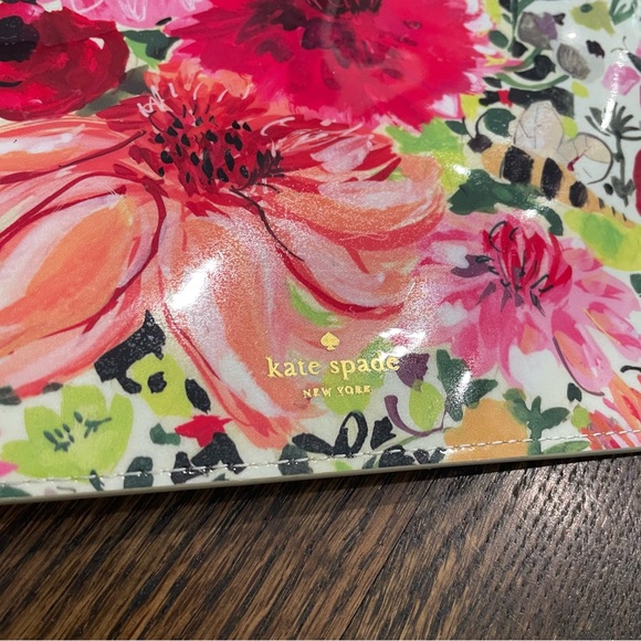 KATE SPADE Floral Print Bumble Bee Vinyl Pencil Case Cosmetic Bag Pouch - Picture 3 of 7